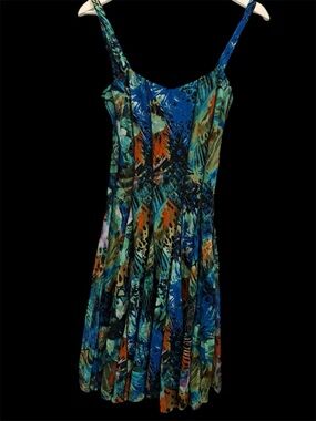 Gorgeous Carmen Blue & Teal Tropical Print Sundress